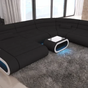 Mikrofaser Wohnlandschaft Cosmo mit Ottomane U-Form L