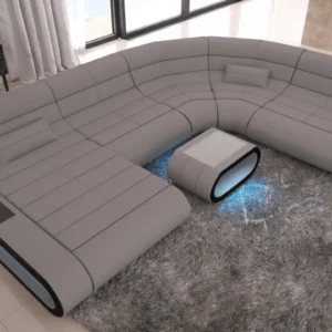 Mikrofaser Wohnlandschaft Cosmo mit Ottomane U-Form L