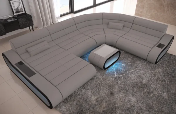 Mikrofaser Wohnlandschaft Cosmo mit Ottomane U-Form L