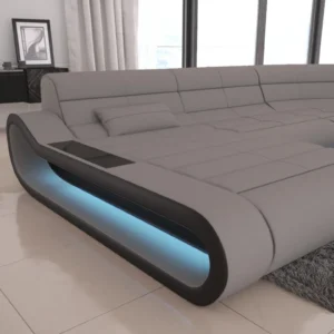 Mikrofaser Wohnlandschaft Cosmo mit Ottomane U-Form L