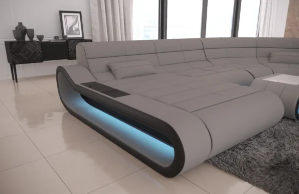 Mikrofaser Wohnlandschaft Cosmo mit Ottomane U-Form L – Bild 2