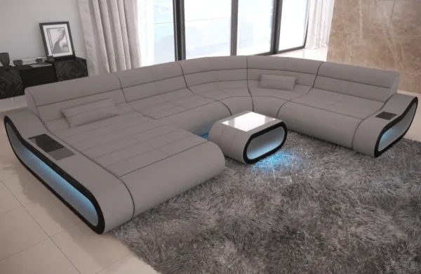 Mikrofaser Wohnlandschaft Cosmo mit Ottomane U-Form L – Bild 3
