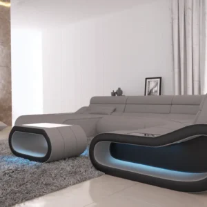 Mikrofaser Wohnlandschaft Cosmo mit Ottomane U-Form L