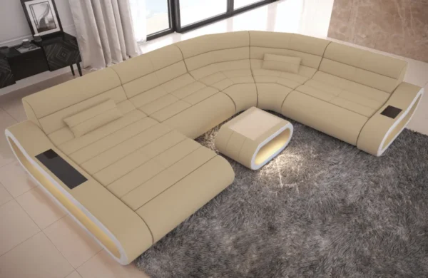Mikrofaser Wohnlandschaft Cosmo mit Ottomane U-Form L – Bild 9