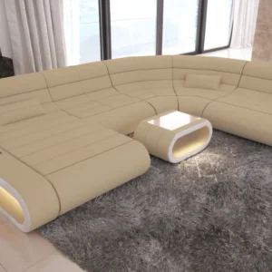 Mikrofaser Wohnlandschaft Cosmo mit Ottomane U-Form L