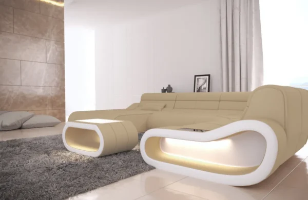 Mikrofaser Wohnlandschaft Cosmo mit Ottomane U-Form L – Bild 12
