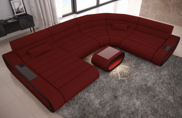 Mikrofaser Wohnlandschaft Cosmo mit Ottomane U-Form L – Bild 13