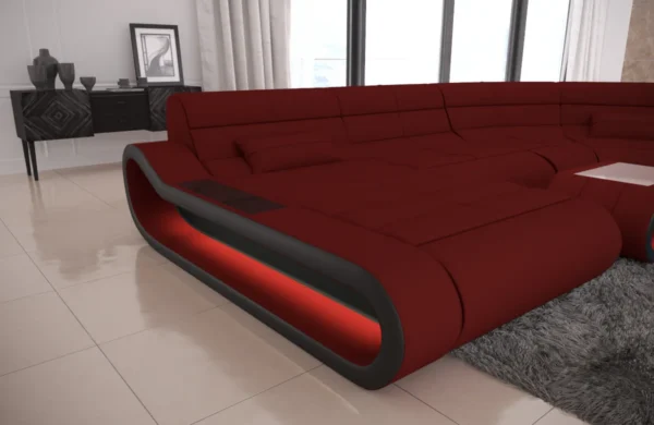 Mikrofaser Wohnlandschaft Cosmo mit Ottomane U-Form L – Bild 14