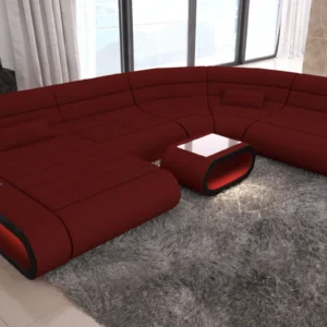 Mikrofaser Wohnlandschaft Cosmo mit Ottomane U-Form L