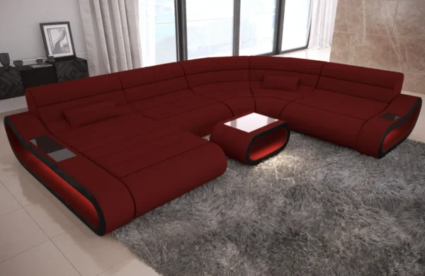 Mikrofaser Wohnlandschaft Cosmo mit Ottomane U-Form L – Bild 15