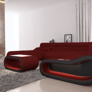 Mikrofaser Wohnlandschaft Cosmo mit Ottomane U-Form L