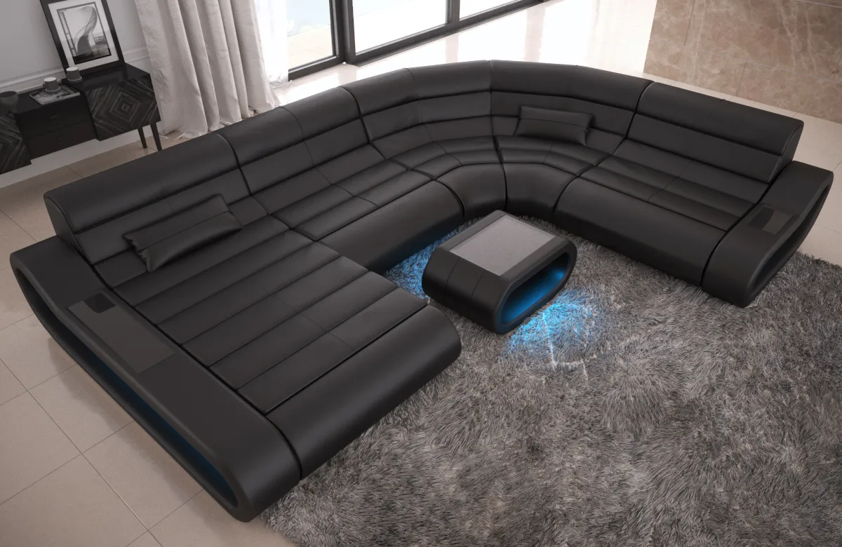 Büffelleder Wohnlandschaft Cosmo mit Ottomane U-Form L