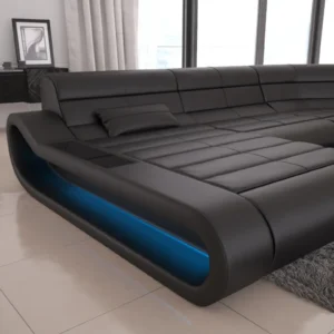 Echtleder Wohnlandschaft Cosmo mit Ottomane U-Form L