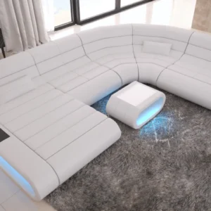 Echtleder Wohnlandschaft Cosmo mit Ottomane U-Form L