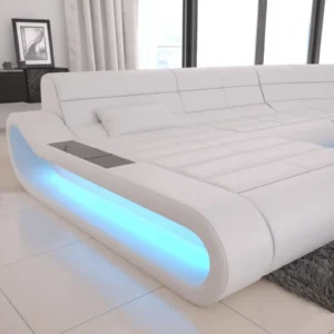 Echtleder Wohnlandschaft Cosmo mit Ottomane U-Form L