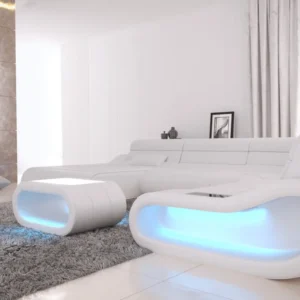 Echtleder Wohnlandschaft Cosmo mit Ottomane U-Form L