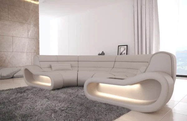 Echtleder Wohnlandschaft Cosmo C-Form (Symmetrisch) S – Bild 5