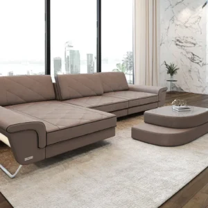 Wildlederoptik Ecksofa Dion mit Ottomane L-Form S