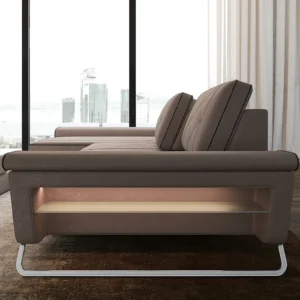 Wildlederoptik Ecksofa Dion mit Ottomane L-Form S