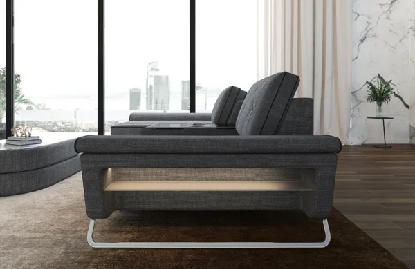 Webstoff Ecksofa Dion mit Ottomane L-Form S – Bild 3
