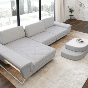 Webstoff Ecksofa Dion mit Ottomane L-Form S