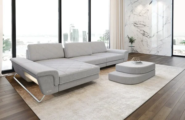 Webstoff Ecksofa Dion mit Ottomane L-Form S – Bild 5