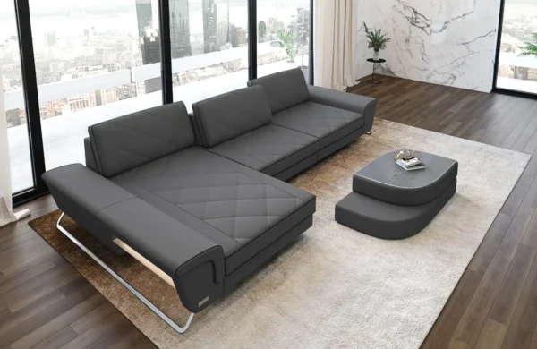 Mikrofaser Ecksofa Dion mit Ottomane L-Form S