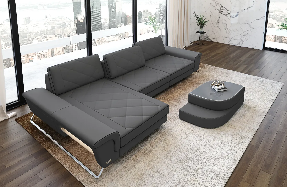 Mikrofaser Ecksofa Dion mit Ottomane L-Form S