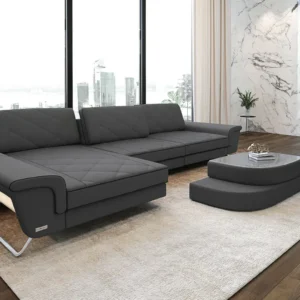 Mikrofaser Ecksofa Dion mit Ottomane L-Form S