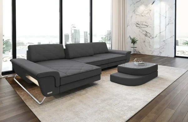 Mikrofaser Ecksofa Dion mit Ottomane L-Form S – Bild 2
