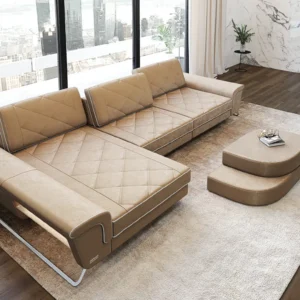 Samtstoff Ecksofa Dion mit Ottomane L-Form S