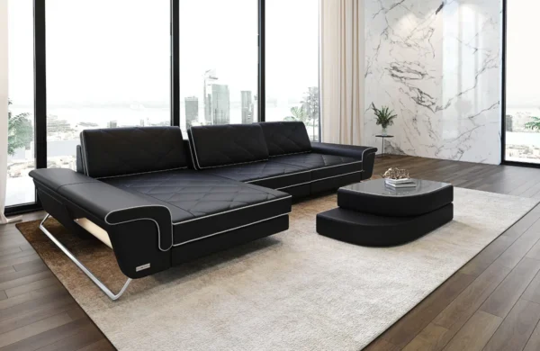 Büffelleder Ecksofa Dion mit Ottomane L-Form S – Bild 2