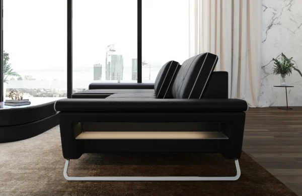 Büffelleder Ecksofa Dion mit Ottomane L-Form S – Bild 3