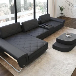 Büffelleder Ecksofa Dion mit Ottomane L-Form S