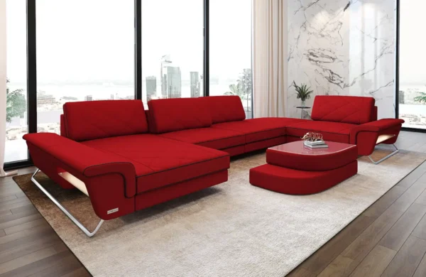Mikrofaser Wohnlandschaft Dion mit Ottomane U-Form L – Bild 2