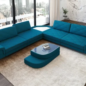 Mikrofaser Ecksofa Dion mit Glas L-Form (Symmetrisch) M