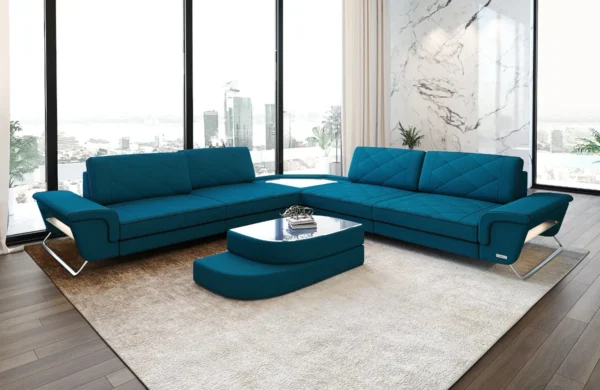 Mikrofaser Ecksofa Dion mit Glas L-Form (Symmetrisch) M – Bild 2