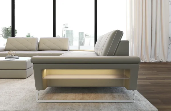 Echtleder Ecksofa Dion mit Glas L-Form (Symmetrisch) M – Bild 6