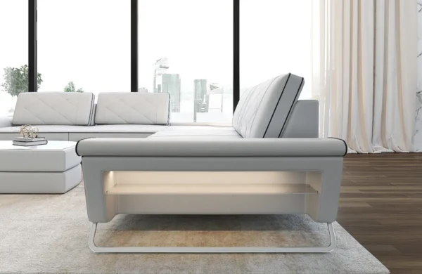 Echtleder Ecksofa Dion mit Glas L-Form (Symmetrisch) M – Bild 9