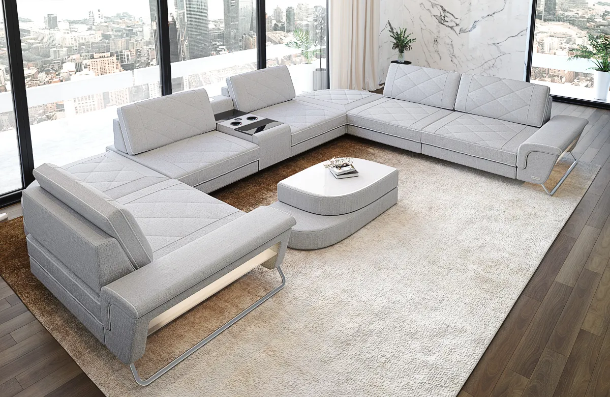 Webstoff Wohnlandschaft Dion U-Form XL