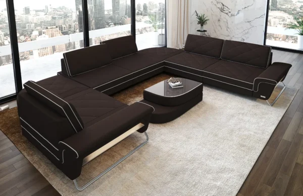 Mikrofaser Wohnlandschaft Dion U-Form XL