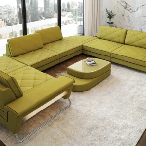 Samtstoff Wohnlandschaft Dion U-Form XL