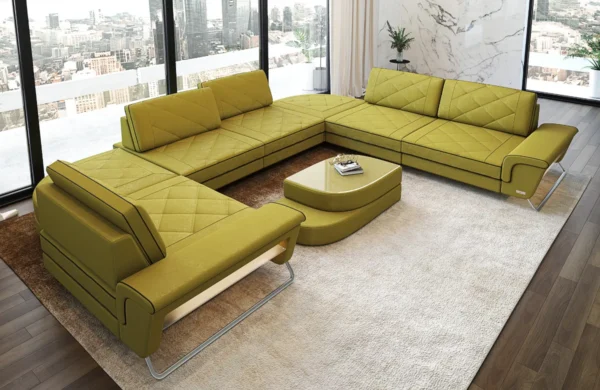 Samtstoff Wohnlandschaft Dion U-Form XL