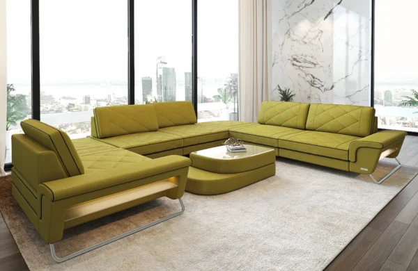 Samtstoff Wohnlandschaft Dion U-Form XL – Bild 2