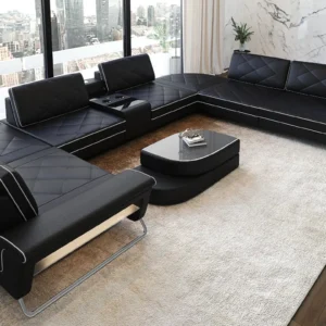 Echtleder Wohnlandschaft Dion U-Form XL