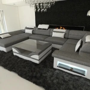 Webstoff Wohnlandschaft Eterno mit Ottomane U-Form L Mini