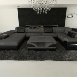 Webstoff Wohnlandschaft Eterno mit Ottomane U-Form L Mini