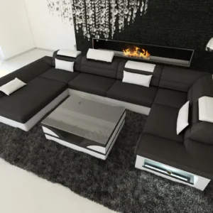 Webstoff Wohnlandschaft Eterno mit Ottomane U-Form L Mini