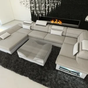 Webstoff Wohnlandschaft Eterno mit Ottomane U-Form L Mini