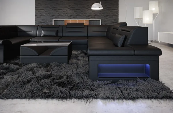 Kunstleder Wohnlandschaft Eterno U-Form XL – Bild 5